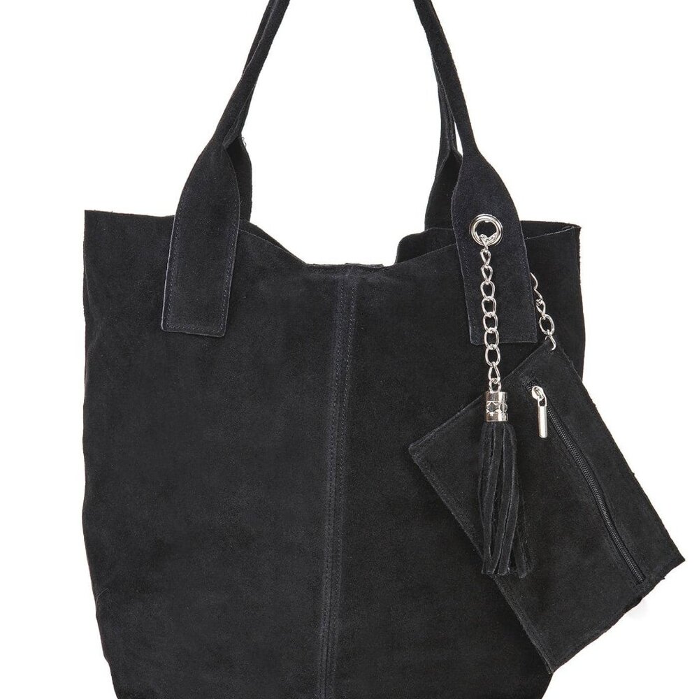 Genuine Leather Suede Tote Bag